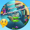 Round Jigsaw Puzzle Collect Pictures of Funny Ocean Inhabitants